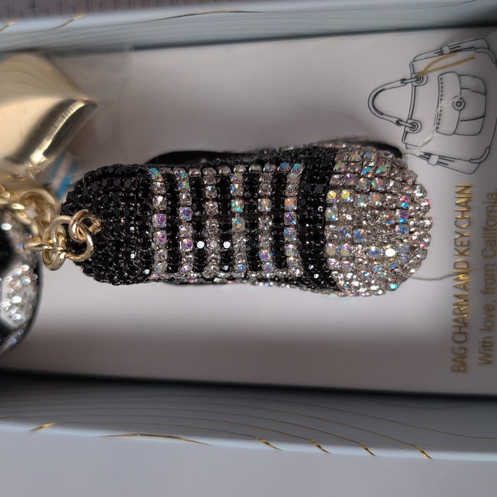 Eye Candy Los Angeles Crystal Soccer Themed Bag Charm & Key Chain - Picture 5 of 6